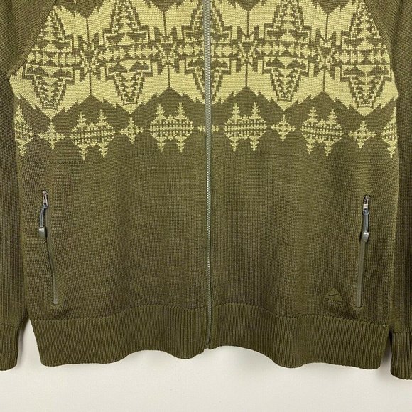 VTG Nike ACG Mens XL Wool Blend Full Zip Sweater Green Aztec Fair Isle - Picture 3 of 9